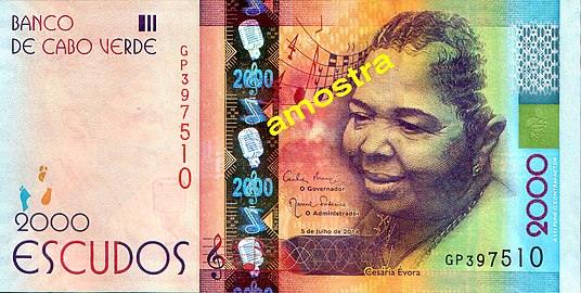 Эвора на банкноте Кабо-Верде в 2000 эскудо