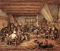 Feestende boeren in een herberg, Adriaen van Ostade, 1673