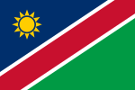 Flag of Namibia (charged fimbriated diagonal tricolour)