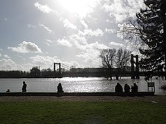 La Maine en crue vue depuis l'abbaye de Bouchemaine.