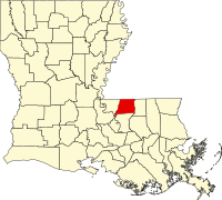 Map of Luizijana highlighting East Feliciana Parish