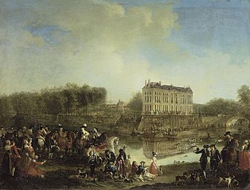 Замок Л’Иль-Адам во времена принцев Конти на картине Мишеля Бартелеми Оливье (ок. 1770-х годов).
