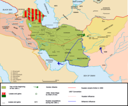 Kaçar Hanedanlığı döneminde 19. yüzyılda İran haritası.