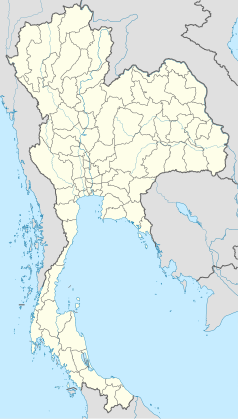 Mapa konturowa Tajlandii, u góry po lewej znajduje się punkt z opisem „Chiang Mai”
