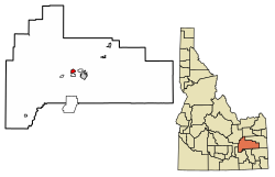 Location of Moreland in Bingham County, Idaho.