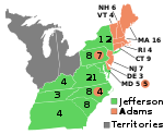 Electoral map, 1800 election