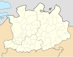 Mapa konturowa prowincji Antwerpia, u góry po lewej znajduje się punkt z opisem „Essen”