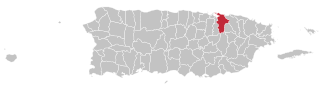 نقشه پورتوریکو که شهرداری سن خوآن را برجسته نشان داده است.