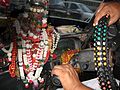 Decorated interior of a Premier Padmini taxi, Mumbai