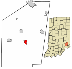 Location of Versailles in Ripley County, Indiana.
