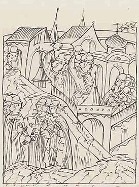 «Восстание в Москве в 1547 году». Миниатюра из Лицевого летописного свода, XVI век