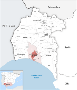 Kommunens läge i provinsen Huelva