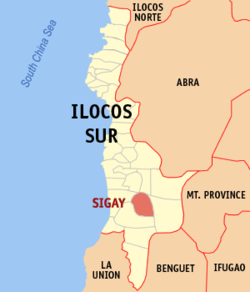 Peta Ilocos Selatan dengan Sigay dipaparkan