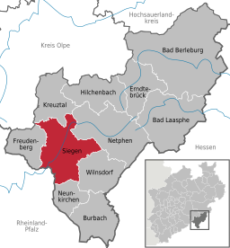 Läget för Siegen i Siegen-Wittgenstein