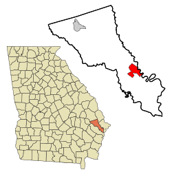 Location in Bryan County and the state of جارجیا (امریکی ریاست)