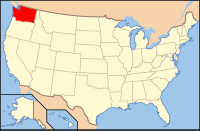 Map of the United States highlighting Washington