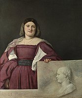 Semeya de muyer (La schiavona) Oleu sobre llenzu, 117 x 97 cm, National Gallery (Londres).