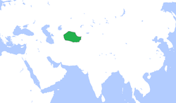 Emirat Bukhara (hijau), pada tahun 1850.