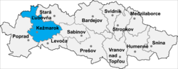 Location of Kežmarok District in the Prešov region