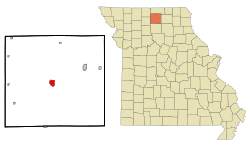 米蘭在沙利文縣及密蘇里州的位置（以紅色標示）