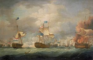 Кампердаун. HMS Venerable против Vrijheid; холст, масло. Томас Уайткомб, 1798