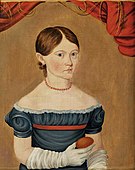 Young Girl in Blue Dress Holding an Egg
