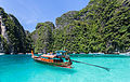 Long-tail boat on the shore of Ko Phi Phi Le