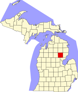 Karte von Ogemaw County innerhalb von Michigan