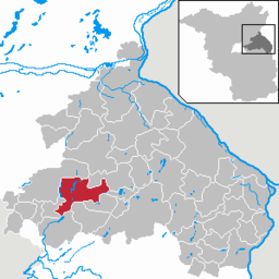 Strausbergs läge i Landkreis Märkisch-Oderland, Brandenburg.