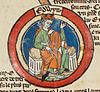 พระเจ้าเอ็ดวีใน "ม้วนวงศ์วานของกษัตริย์แห่งอังกฤษ" ช่วงต้นศตวรรษที่ 14