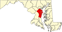 Locatie van Anne Arundel County in Maryland