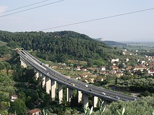 Autostrada A11 runs through Tuscany linking Florence to Pisa