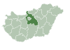Map of Hungary highlighting Pest County