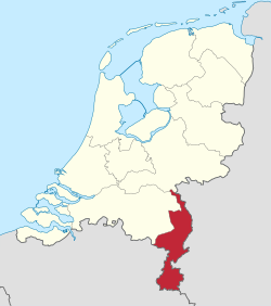 Ligging van die provinsie Limburg in Nederland