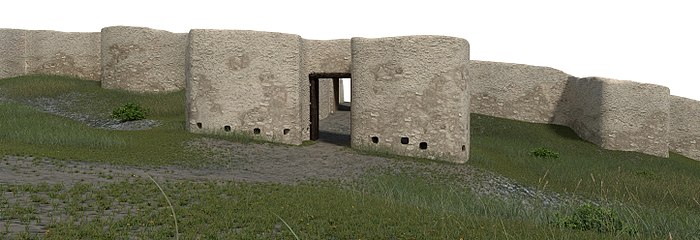 Reconstrucción virtual de la puerta principal de la Línea I