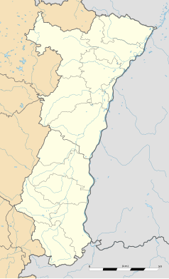 Mapa konturowa Alzacji, blisko centrum na prawo u góry znajduje się punkt z opisem „École nationale d’administration”