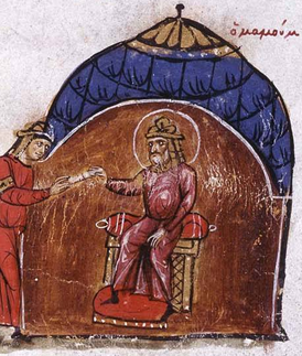 Аббасидский халиф аль-Мамун отправляет посланника к византийскому императору Феофилу (неизвестный автор, XIII век)