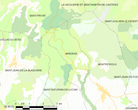 Mapa obce Arboras