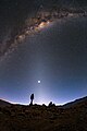 Image 24Zodiacal light caused by cosmic dust. (from Cosmic dust)