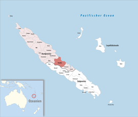 Location of the commune (in red) within New Caledonia