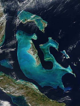 Вид на Большую Багамскую банку из космоса
