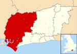 Chichester shown within West Sussex