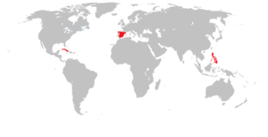 Карта колониальной экспансии Испанской империи.