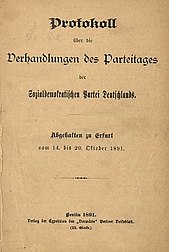 Deckblatt des Erfurter Programms