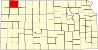 Map of Kansas highlighting Rawlins County