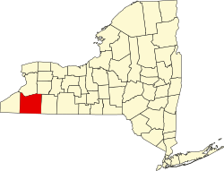 map of New York highlighting Cattaraugus County