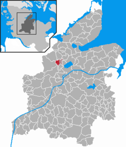 Poziția Ahlefeld pe harta districtului Rendsburg-Eckernförde