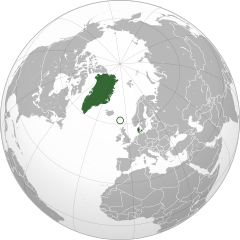 丹麥王國的位置： 格陵蘭、  法羅群島 （圈內）及  丹麥 。 王國邦聯（丹麥語：Rigsfællesskabet） * 丹麥本土（丹麥語：Danmark） * 法羅群島（丹麥語：Færøerne／法羅語：Føroyar） * 格陵蘭（丹麥語：Grønland／格陵蘭語：Kalaallit Nunaat）