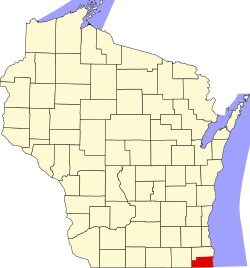 map of Wisconsin highlighting Kenosha County