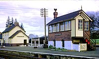Three Cocks Junction with signalbox and Refreshment Room c1960